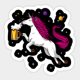 Unicorn Drinking Beer Sticker